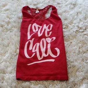 Size S red Love Cali lace back tanktop